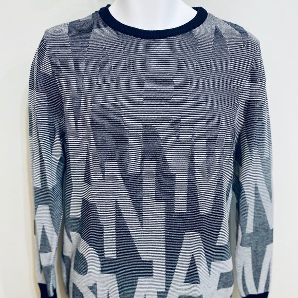 ARMANI JEANS ITALY STYLISH MEN SWEATER BLUE WITH SILVER SIZE MEDIUM NEW NO TAGS - Picture 5 of 5